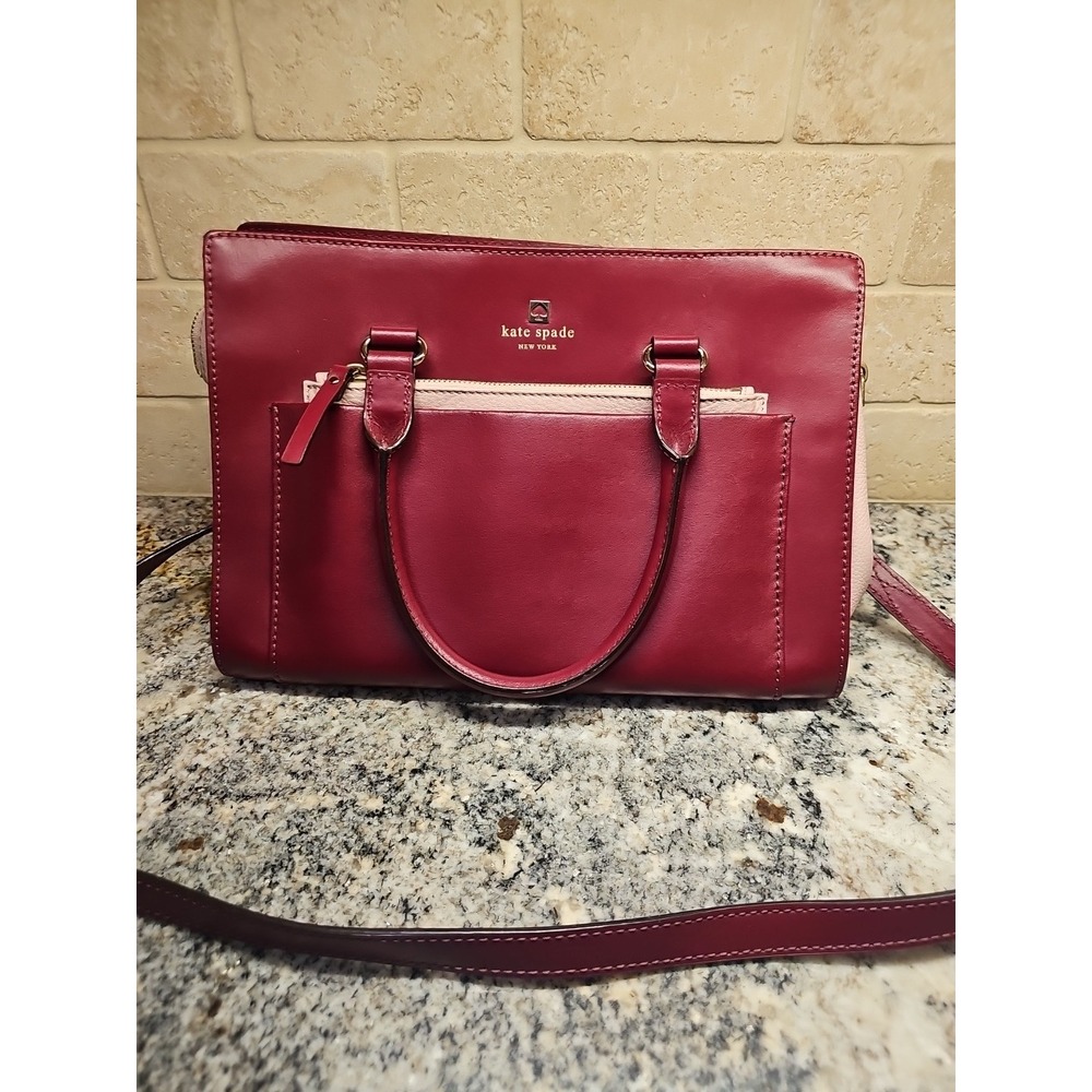 Kate Spade Fuschia/Pink Handbag/CrossBody Leather Pebbled & Flat Texture